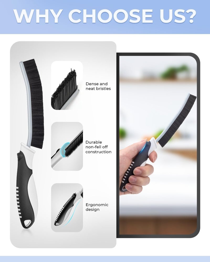 CLEANGOR Crevice Cleaning Brushes, Scrub Brush for Hard to Reach Small Space, Home Essentials, Cleaning Supplies, Cleaning Tools for Household Use, Bathroom, Shower, Kitchen, Toilet, Window (3, Black) - Image 3